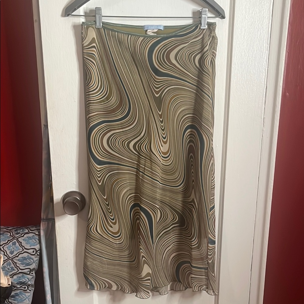 Swirl Pattern Midi Skirt - Multicolor